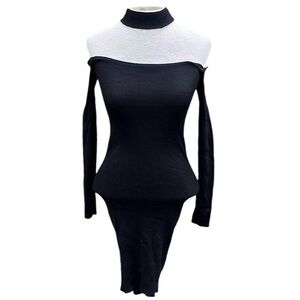 Forever 21 bodycon dress,long sleeve, choker, off shoulder sleeves,medium, black